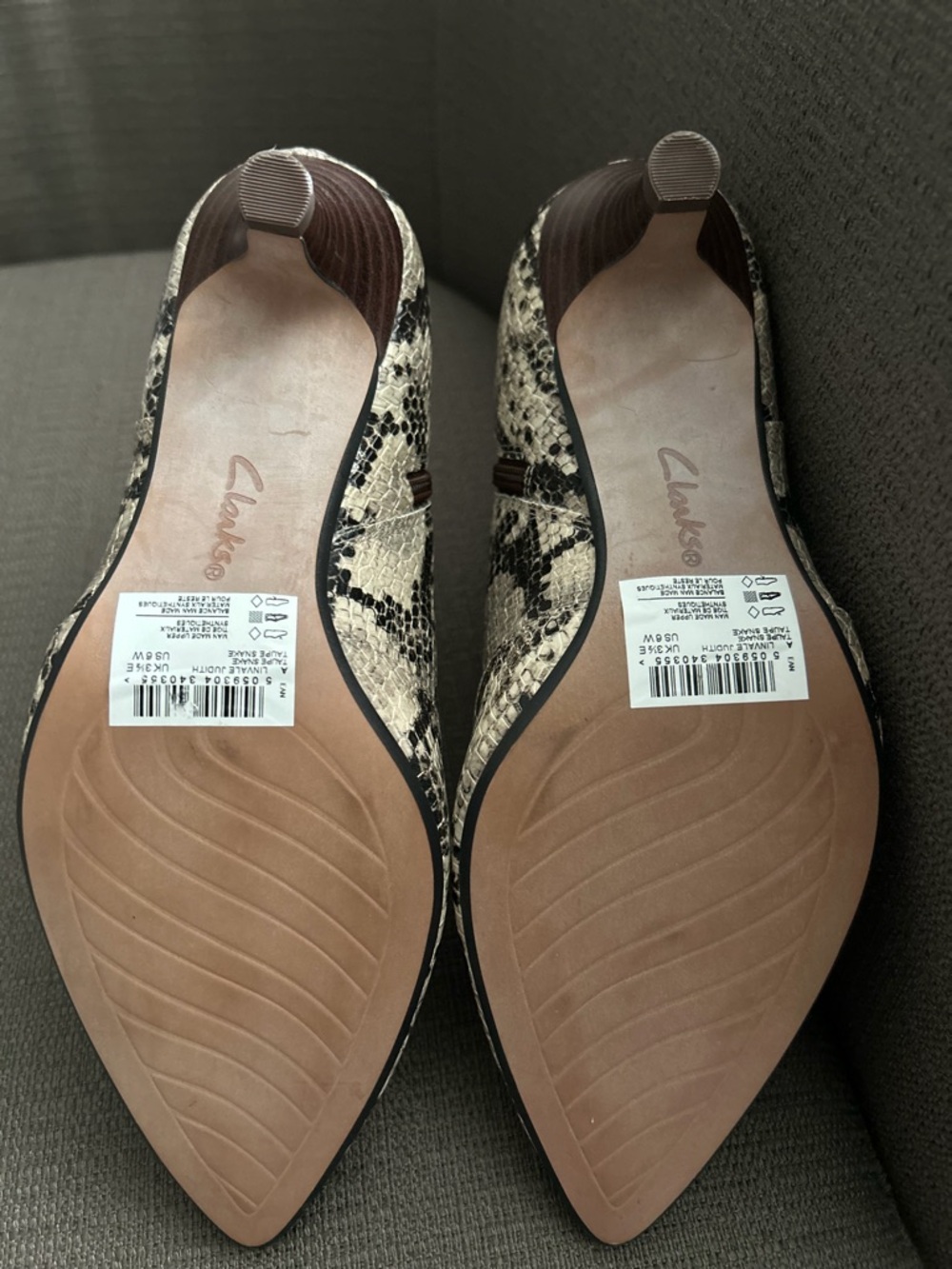 Clarks Snakeskin Ankle Booties in Black and Cream - Picture 5 of 5